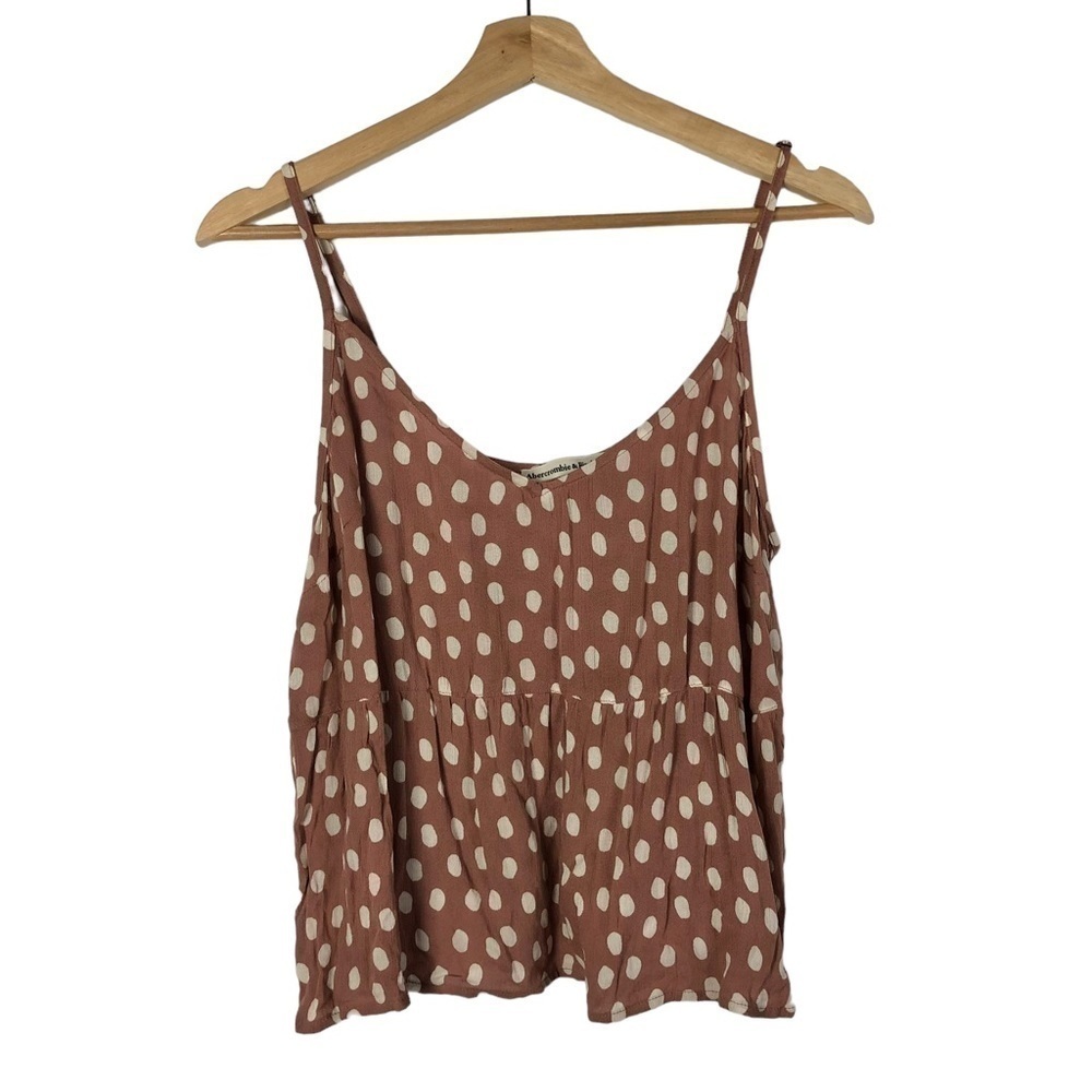 Abercrombie & White Mauve Pink Polka Dot Trapeze Cami Tank Top L